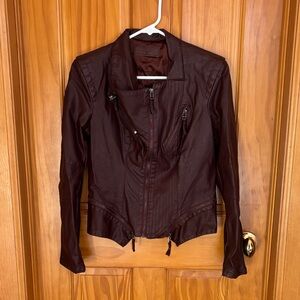 BLANKNYC Dark Maroon Faux  Leather Jacket